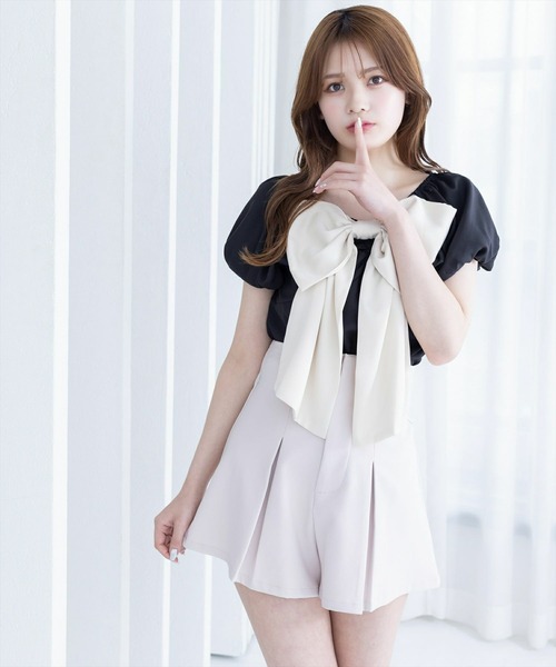 clear（クリア）の「前後2wayリボンバイカラーパフスリーブブラウス［バレエコア ガーリー］≪再入荷≫（シャツ/ブラウス・レディース・アイボリー/サックスブルー/ブラック・F）」の20枚目の写真