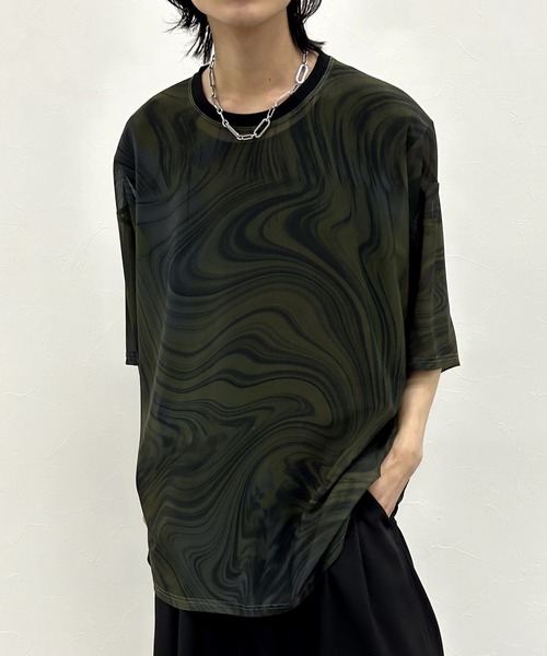 HARE（ハレ）の「マーブルメッシュガラオーバーカットソー(HARE)（Tシャツ/カットソー・メンズ・グレー/ブラック・FREE）」の3枚目の写真