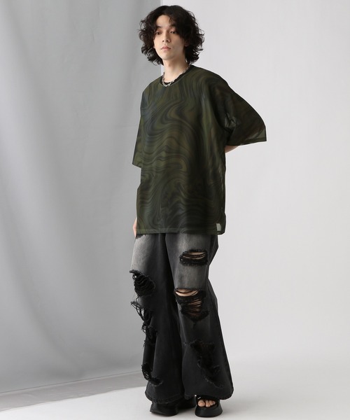 HARE（ハレ）の「マーブルメッシュガラオーバーカットソー(HARE)（Tシャツ/カットソー・メンズ・グレー/ブラック・FREE）」の16枚目の写真