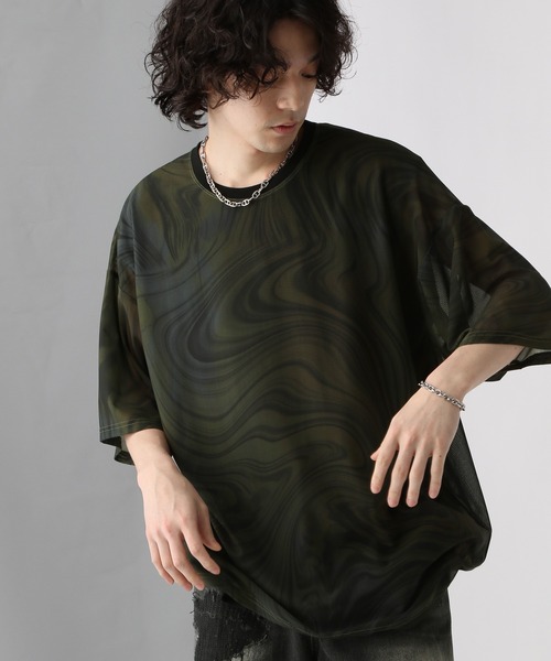 HARE（ハレ）の「マーブルメッシュガラオーバーカットソー(HARE)（Tシャツ/カットソー・メンズ・グレー/ブラック・FREE）」の17枚目の写真