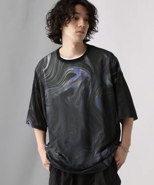 HARE（ハレ）の「マーブルメッシュガラオーバーカットソー(HARE)（Tシャツ/カットソー・メンズ・グレー/ブラック・FREE）」の22枚目の写真