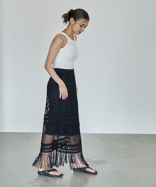 FREAK'S STORE(フリークスストア)の「FREAK’S STORE/フリークスストア かぎ編み調スカート/フリンジスカート(スカート・レディース・ベージュ/ブラック・フリ-)」の20枚目の写真