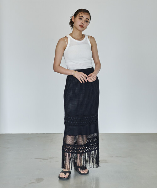 FREAK'S STORE(フリークスストア)の「FREAK’S STORE/フリークスストア かぎ編み調スカート/フリンジスカート(スカート・レディース・ベージュ/ブラック・フリ-)」の18枚目の写真