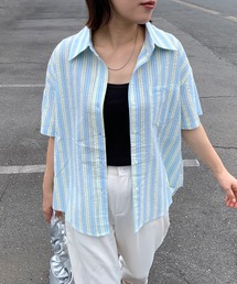 ストライプ柄半袖シャツ