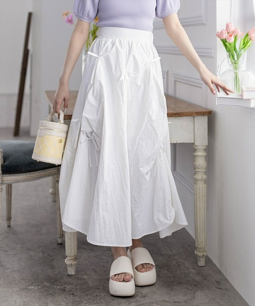 clear（クリア）の「タックリボンフレアスカート[バレエコア ガーリー