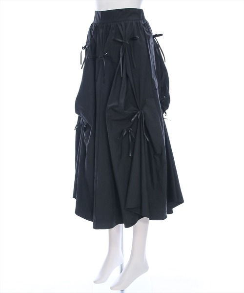 clear（クリア）の「タックリボンフレアスカート[バレエコア ガーリー]≪再入荷≫（スカート・レディース・ブラック/オフホワイト・F）」の4枚目の写真