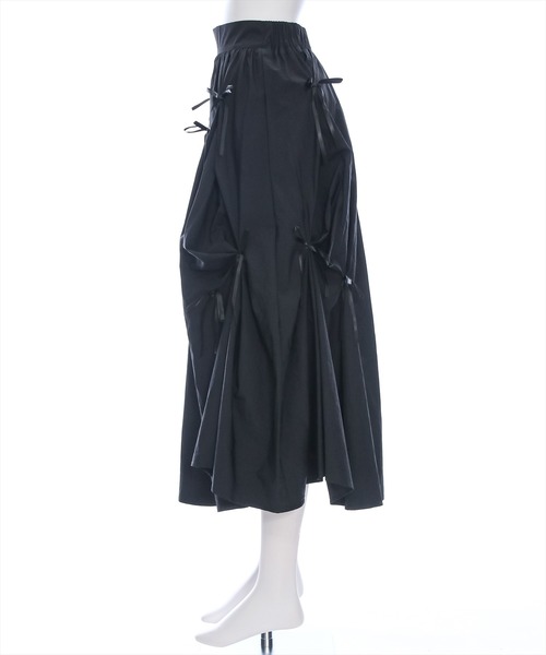 clear（クリア）の「タックリボンフレアスカート[バレエコア ガーリー]≪再入荷≫（スカート・レディース・ブラック/オフホワイト・F）」の5枚目の写真