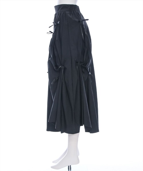 clear（クリア）の「タックリボンフレアスカート[バレエコア ガーリー]≪再入荷≫（スカート・レディース・ブラック/オフホワイト・F）」の6枚目の写真