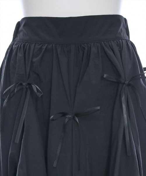clear（クリア）の「タックリボンフレアスカート[バレエコア ガーリー]≪再入荷≫（スカート・レディース・ブラック/オフホワイト・F）」の9枚目の写真