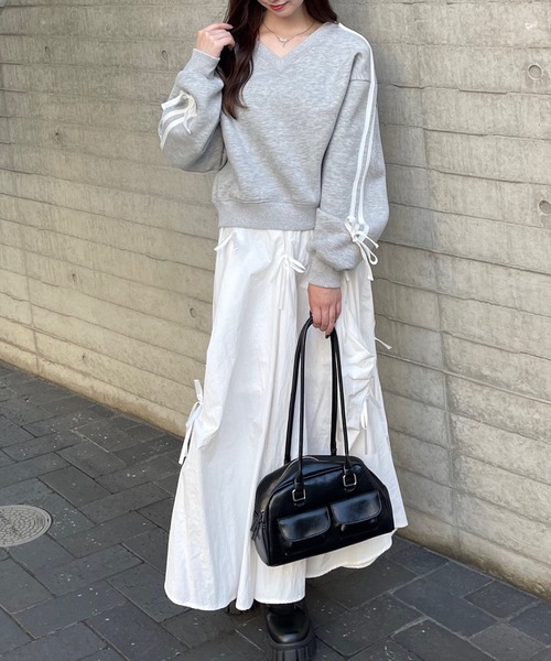 clear（クリア）の「タックリボンフレアスカート[バレエコア ガーリー]≪再入荷≫（スカート・レディース・ブラック/オフホワイト・F）」の18枚目の写真