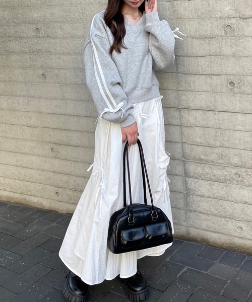 clear（クリア）の「タックリボンフレアスカート[バレエコア ガーリー]≪再入荷≫（スカート・レディース・ブラック/オフホワイト・F）」の19枚目の写真