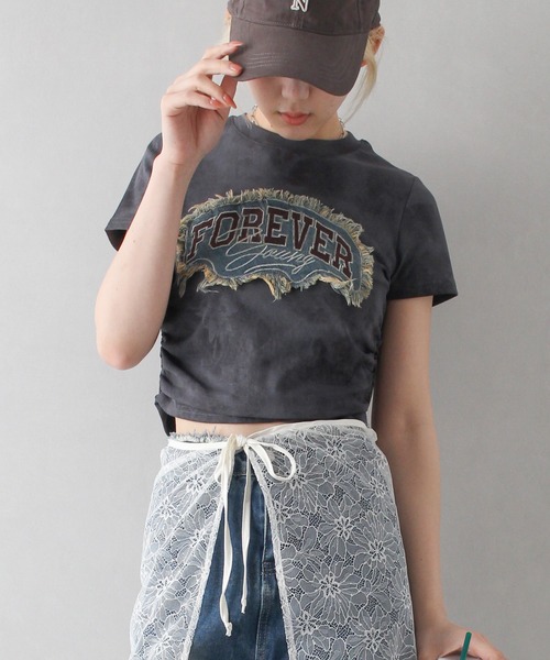 SpRay(スプレイ)の「FOREVERフリンジちびTシャツ(Tシャツ/カットソー・レディース・ブラウン/チャコールグレー/アイボリー・FREE)」の4枚目の写真