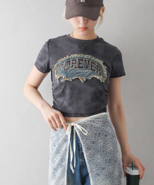 SpRay(スプレイ)の「FOREVERフリンジちびTシャツ(Tシャツ/カットソー・レディース・ブラウン/チャコールグレー/アイボリー・FREE)」の11枚目の写真