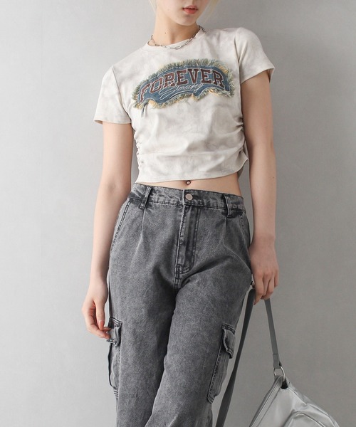 SpRay(スプレイ)の「FOREVERフリンジちびTシャツ(Tシャツ/カットソー・レディース・ブラウン/チャコールグレー/アイボリー・FREE)」の13枚目の写真