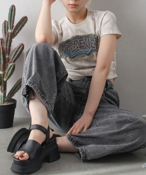 SpRay(スプレイ)の「FOREVERフリンジちびTシャツ(Tシャツ/カットソー・レディース・ブラウン/チャコールグレー/アイボリー・FREE)」の16枚目の写真