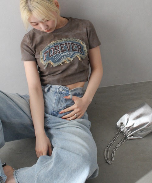 SpRay(スプレイ)の「FOREVERフリンジちびTシャツ(Tシャツ/カットソー・レディース・ブラウン/チャコールグレー/アイボリー・FREE)」の20枚目の写真