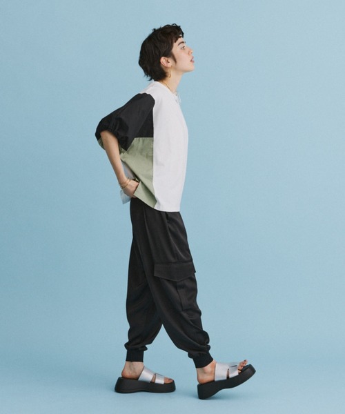 manana suerte(マニャーナスエルテ)の「サテンカーゴパンツ(カーゴパンツ・レディース・カーキ/ブラック・FREE)」の8枚目の写真