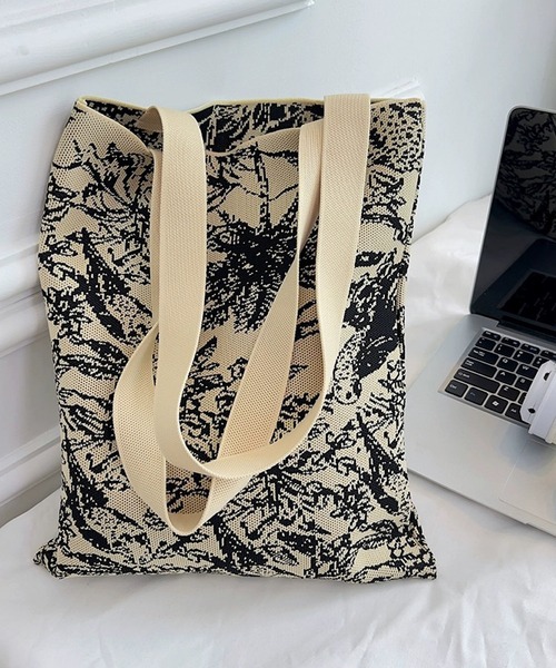 ANOTHER S（アナザーエス）の「ニット生地トートバッグ（トートバッグ・レディース・ブラック/ブルー/ベージュ系1/ベージュ系2/ベージュ系3・FREE）」の3枚目の写真