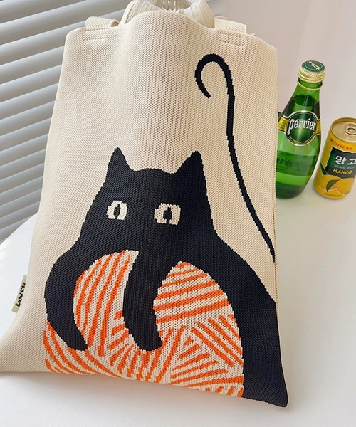 ANOTHER S（アナザーエス）の「ニット生地トートバッグ（トートバッグ・レディース・ブラック/ブルー/ベージュ系1/ベージュ系2/ベージュ系3・FREE）」の4枚目の写真