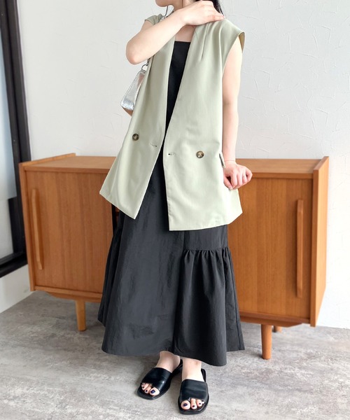 reca（レカ）の「ナイロンキャミワンピース（ワンピース・レディース・ブラック/ベージュ・M）」の3枚目の写真