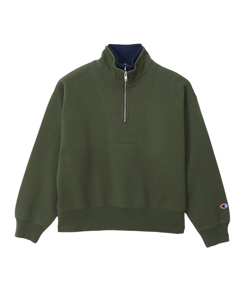 Champion(チャンピオン)の「【Champion/チャンピオン】レディース ハーフジップスウェットシャツ(スウェット・レディース・ダークグリーン系/ネイビー/オートミール/オレンジ・LARGE/MEDIUM)」の3枚目の写真