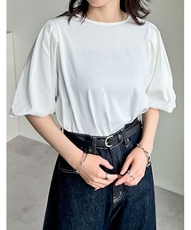 [二の腕カバー]五分袖バルーンスリーブTシャツ