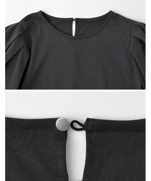 Re:EDIT（リエディ）の「[二の腕カバー]五分袖バルーンスリーブTシャツ（Tシャツ/カットソー・レディース・ブラック/ホワイト・MEDIUM/LARGE）」の16枚目の写真