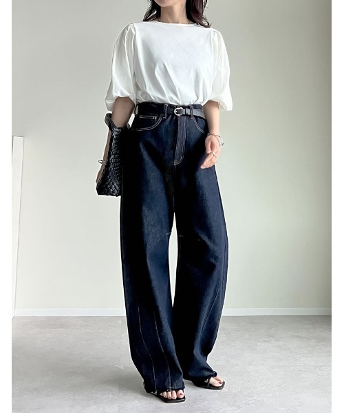 セール】[二の腕カバー]五分袖バルーンスリーブTシャツ（Tシャツ