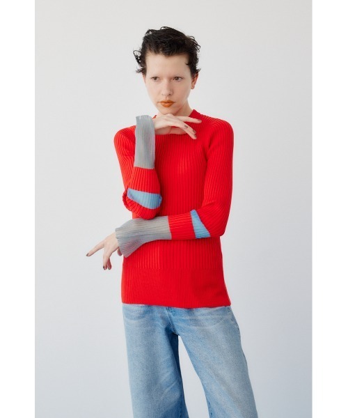 HeRIN.CYE（ヘリンドットサイ）の「Sheer knit compilation tops　　シアーニットコンピレーショントップス（ニット/セーター・レディース・オフホワイト/レッド/グレー/ネイビー・FREE）」の4枚目の写真