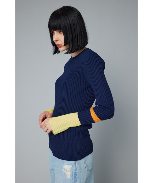 HeRIN.CYE（ヘリンドットサイ）の「Sheer knit compilation tops　　シアーニットコンピレーショントップス（ニット/セーター・レディース・オフホワイト/レッド/グレー/ネイビー・FREE）」の5枚目の写真