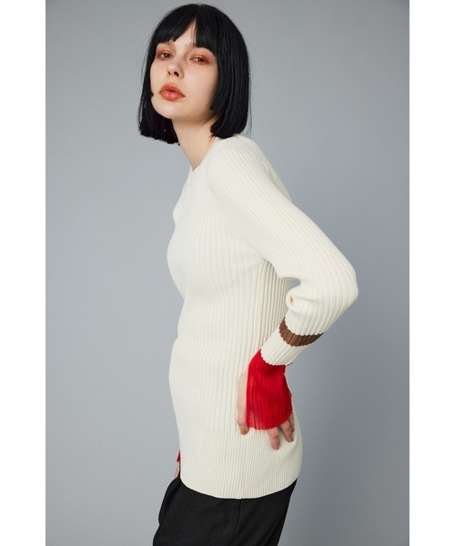 HeRIN.CYE（ヘリンドットサイ）の「Sheer knit compilation tops　　シアーニットコンピレーショントップス（ニット/セーター・レディース・オフホワイト/レッド/グレー/ネイビー・FREE）」の8枚目の写真