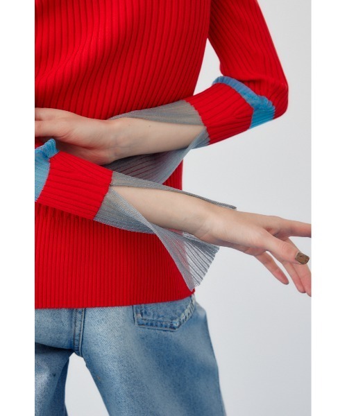 HeRIN.CYE（ヘリンドットサイ）の「Sheer knit compilation tops　　シアーニットコンピレーショントップス（ニット/セーター・レディース・オフホワイト/レッド/グレー/ネイビー・FREE）」の14枚目の写真