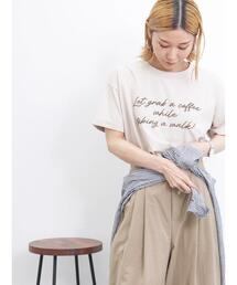 Samansa Mos2 blue | 発泡プリントTシャツ(Tシャツ/カットソー)
