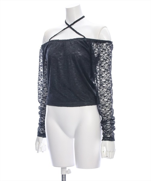 clear（クリア）の「マルチwayレーストップス [肌見せ スタイルアップ]≪再入荷≫（Tシャツ/カットソー・レディース・オフホワイト/ブラック/ブルーグレー・F）」の5枚目の写真