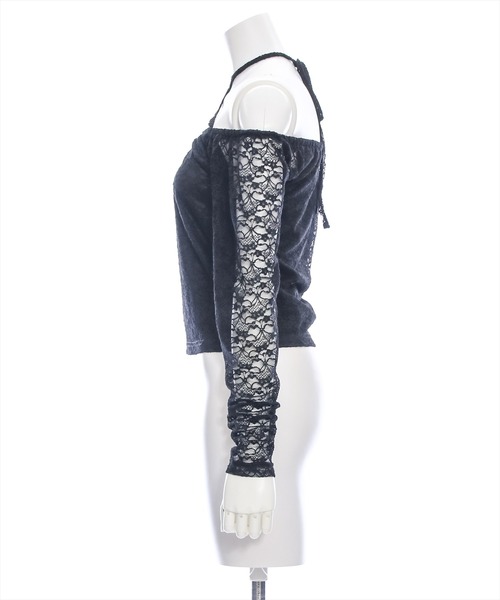 clear（クリア）の「マルチwayレーストップス [肌見せ スタイルアップ]≪再入荷≫（Tシャツ/カットソー・レディース・オフホワイト/ブラック/ブルーグレー・F）」の6枚目の写真