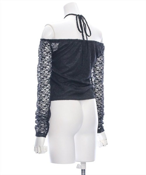 clear（クリア）の「マルチwayレーストップス [肌見せ スタイルアップ]≪再入荷≫（Tシャツ/カットソー・レディース・オフホワイト/ブラック/ブルーグレー・F）」の7枚目の写真