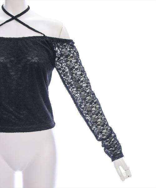 clear（クリア）の「マルチwayレーストップス [肌見せ スタイルアップ]≪再入荷≫（Tシャツ/カットソー・レディース・オフホワイト/ブラック/ブルーグレー・F）」の9枚目の写真