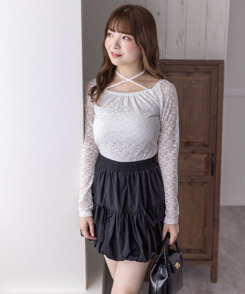 clear（クリア）の「マルチwayレーストップス [肌見せ スタイルアップ]≪再入荷≫（Tシャツ/カットソー・レディース・オフホワイト/ブラック/ブルーグレー・F）」の21枚目の写真