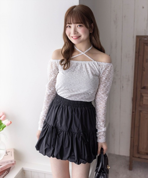 clear（クリア）の「マルチwayレーストップス [肌見せ スタイルアップ]≪再入荷≫（Tシャツ/カットソー・レディース・オフホワイト/ブラック/ブルーグレー・F）」の22枚目の写真