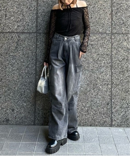 clear（クリア）の「マルチwayレーストップス [肌見せ スタイルアップ]≪再入荷≫（Tシャツ/カットソー・レディース・オフホワイト/ブラック/ブルーグレー・F）」の13枚目の写真