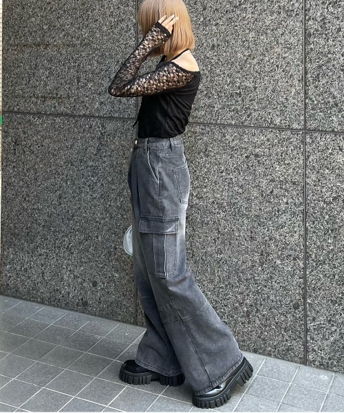 clear（クリア）の「マルチwayレーストップス [肌見せ スタイルアップ]≪再入荷≫（Tシャツ/カットソー・レディース・オフホワイト/ブラック/ブルーグレー・F）」の14枚目の写真