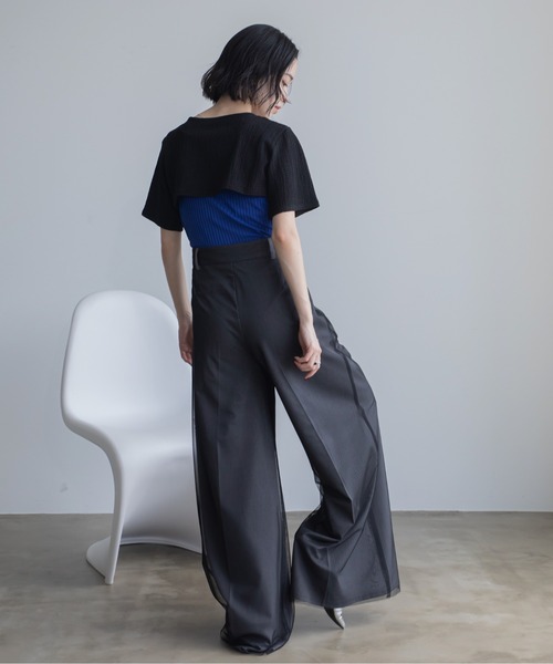 VACANCY（ヴァカンシー）の「レイヤーライクドッキングジャガードトップス（Tシャツ/カットソー・レディース・ブラック/ブルー・FREE）」の15枚目の写真