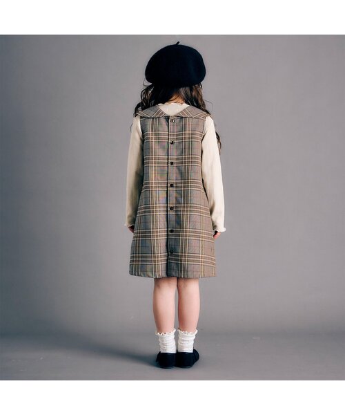 Seraph（セラフ）の「【3way】カラージャンパースカート（ジャンパースカート・キッズ・ブラウン/ベージュ/グレー・80/90/95/100/110/120/130/140）」の5枚目の写真