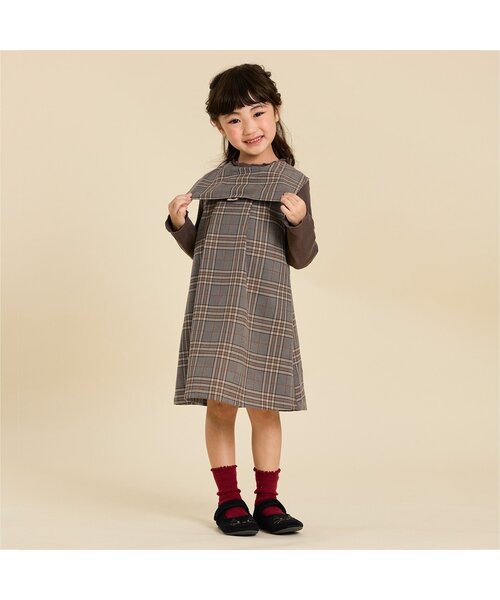Seraph（セラフ）の「【3way】カラージャンパースカート（ジャンパースカート・キッズ・ブラウン/ベージュ/グレー・80/90/95/100/110/120/130/140）」の7枚目の写真