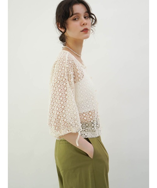 FIKA.(フィーカ)の「Drost openwork knit cardigan(カーディガン/ボレロ・レディース・オフホワイト/ブラック・MEDIUM)」の6枚目の写真