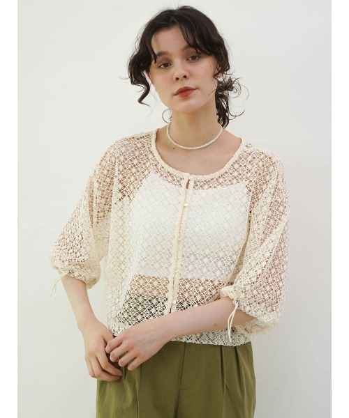 FIKA.(フィーカ)の「Drost openwork knit cardigan(カーディガン/ボレロ・レディース・オフホワイト/ブラック・MEDIUM)」の7枚目の写真