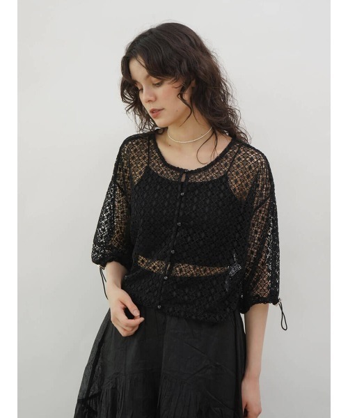 FIKA.(フィーカ)の「Drost openwork knit cardigan(カーディガン/ボレロ・レディース・オフホワイト/ブラック・MEDIUM)」の15枚目の写真