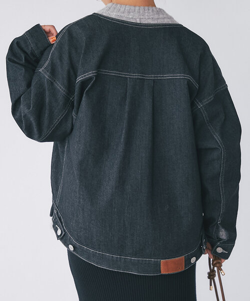 un dix cors（アンディコール）の「ノーカラーデニムジャケット（デニムジャケット・レディース・ブラック/ネイビー/ブルー・FREE）」の7枚目の写真