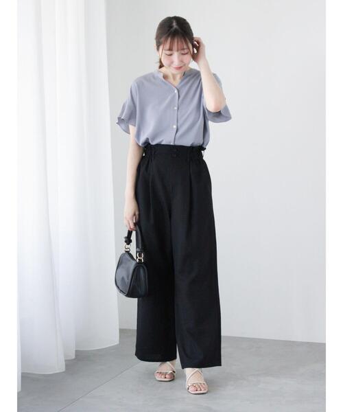 Te chichi TERRASSE（テチチテラス）の「【イージーケア】メタルボタンフレア袖ブラウス（シャツ/ブラウス・レディース・ブルー/チャコールグレー/オフホワイト・F）」の10枚目の写真