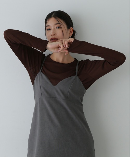 N.（N. Natural Beauty Basic）（エヌエヌナチュラルビューティーベーシック）の「◇◆スラブシアーロンT（Tシャツ/カットソー・レディース・ホワイト/ブラウン/ライラック・MEDIUM）」の3枚目の写真
